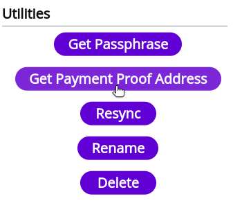 MimbleWimble Coin Web Wallet Get Payment Proof Address Button