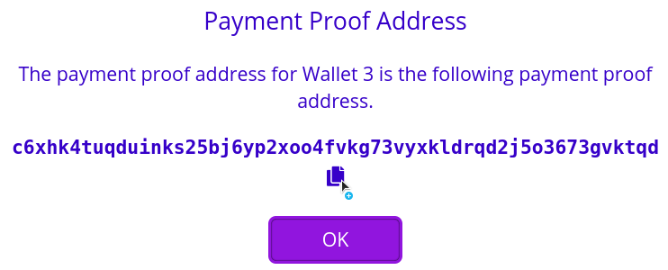 MimbleWimble Coin Web Wallet Payment Proof Address