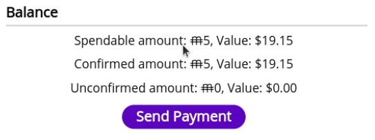 MimbleWimble Coin Web Wallet Balance Section